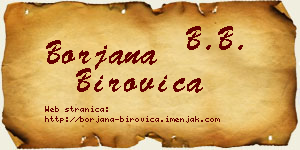 Borjana Birovica vizit kartica